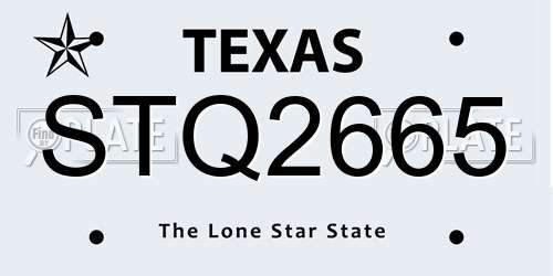 STQ2665 Texas License Plate