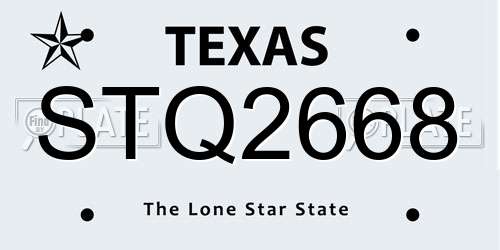 STQ2668 Texas License Plate