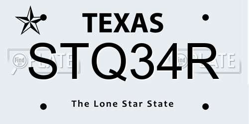 STQ34R Texas License Plate