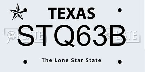 STQ63B Texas License Plate