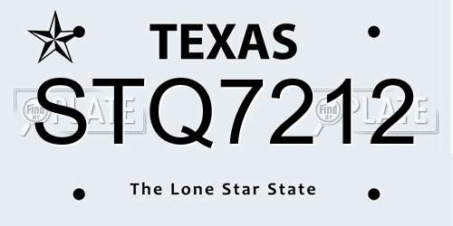 STQ7212 Texas License Plate