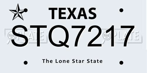 STQ7217 Texas License Plate