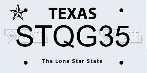 STQG35 Texas License Plate