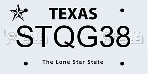 STQG38 Texas License Plate