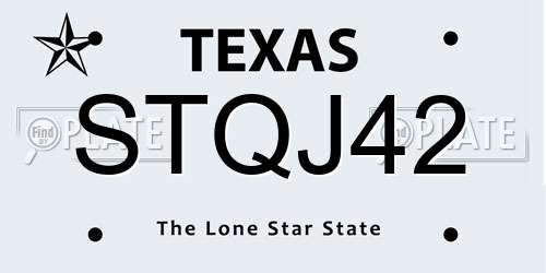 STQJ42 Texas License Plate
