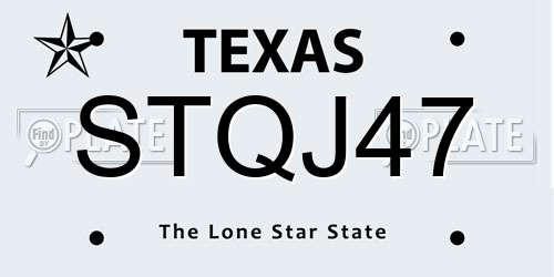 STQJ47 Texas License Plate