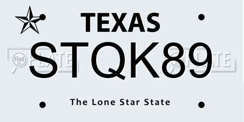STQK89 Texas License Plate