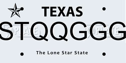 STQQGGG Texas License Plate