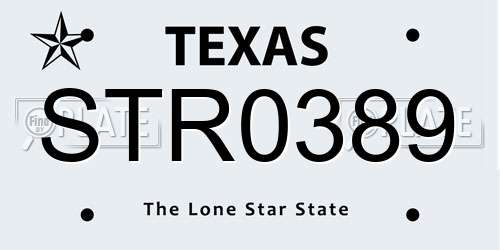 STR0389 Texas License Plate