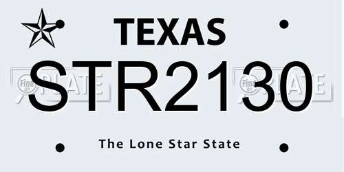 STR2130 Texas License Plate