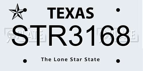 STR3168 Texas License Plate