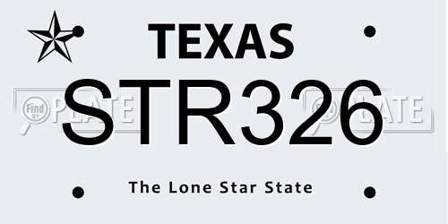 STR326 Texas License Plate
