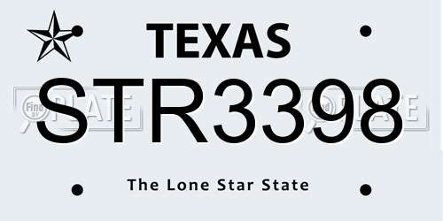 STR3398 Texas License Plate