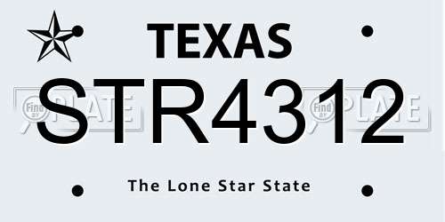 STR4312 Texas License Plate