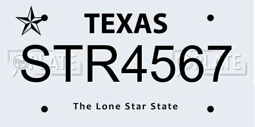 STR4567 Texas License Plate