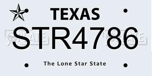 STR4786 Texas License Plate