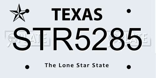 STR5285 Texas License Plate