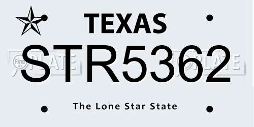 STR5362 Texas License Plate