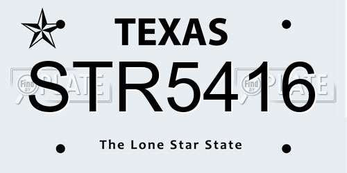 STR5416 Texas License Plate