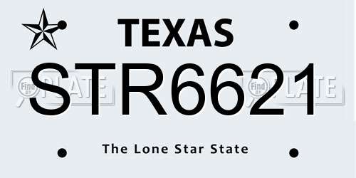 STR6621 Texas License Plate
