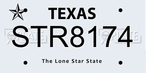 STR8174 Texas License Plate