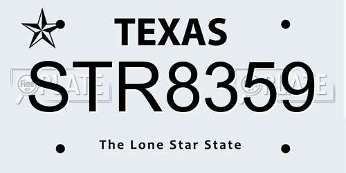 STR8359 Texas License Plate