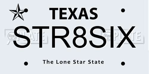 STR8SIX Texas License Plate