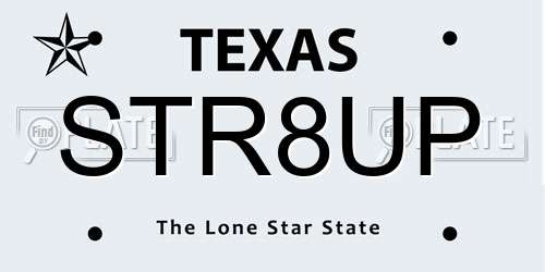 STR8UP Texas License Plate