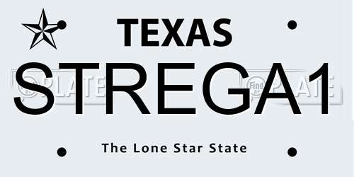 STREGA1 Texas License Plate