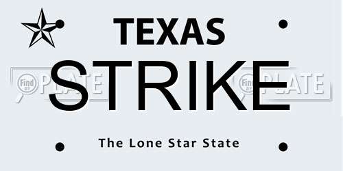 STRIKE Texas License Plate