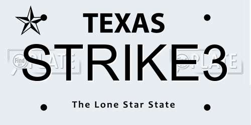 STRIKE3 Texas License Plate