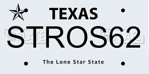 STROS62 Texas License Plate