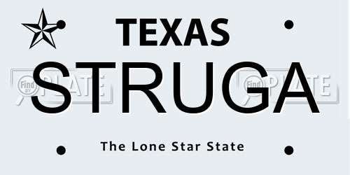 STRUGA Texas License Plate
