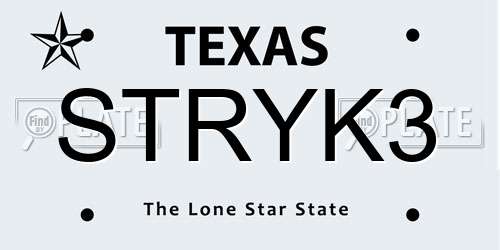 STRYK3 Texas License Plate