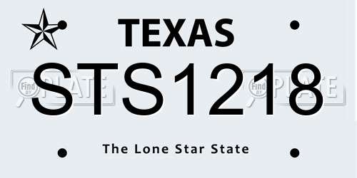 STS1218 Texas License Plate