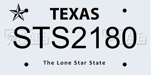 STS2180 Texas License Plate