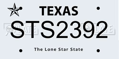 STS2392 Texas License Plate