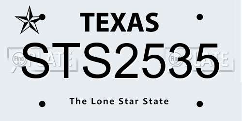 STS2535 Texas License Plate