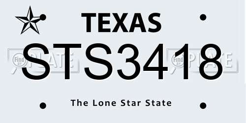 STS3418 Texas License Plate