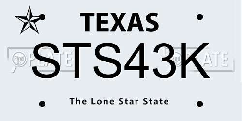 STS43K Texas License Plate