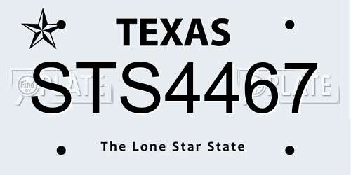 STS4467 Texas License Plate