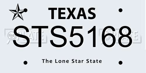 STS5168 Texas License Plate