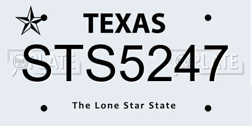 STS5247 Texas License Plate