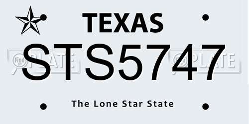 STS5747 Texas License Plate