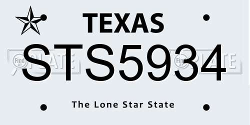 STS5934 Texas License Plate