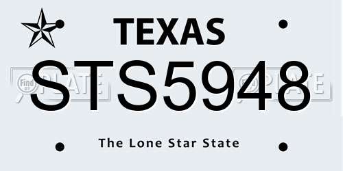 STS5948 Texas License Plate