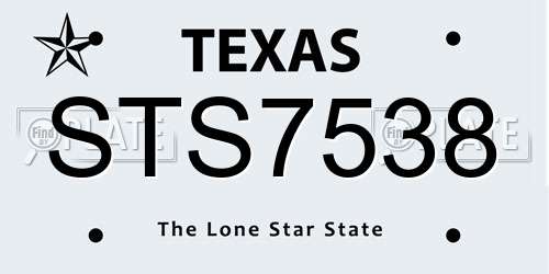 STS7538 Texas License Plate
