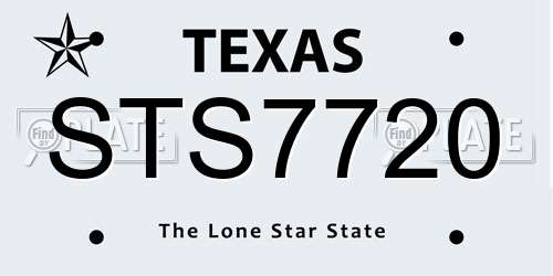 STS7720 Texas License Plate