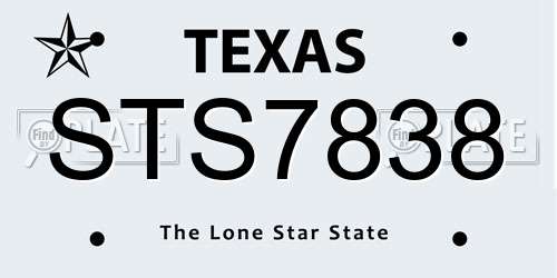 STS7838 Texas License Plate