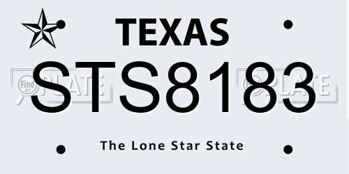 STS8183 Texas License Plate